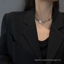 Shangjie OEM kalung korea stylish latest design trendy necklace heart shape women necklace fashion stainless steel necklace